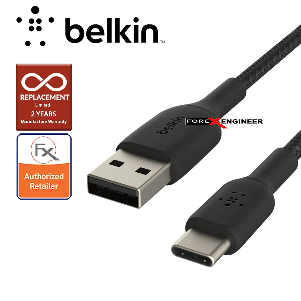 Belkin BOOST↑CHARGE™ Braided USB-C to USB-A Cable 1m - Black (Barcode : 745883788569)