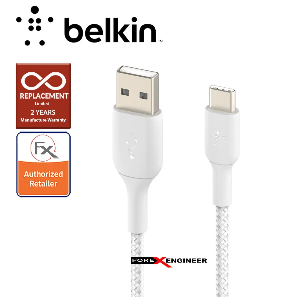 Belkin BOOST↑CHARGE™ Braided USB-C to USB-A Cable 1m - White (Barcode : 745883788576)