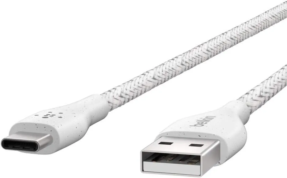 Belkin Duratek Plus 1.2M USB A to USB C Cable White - F2CU069bt04-WHT