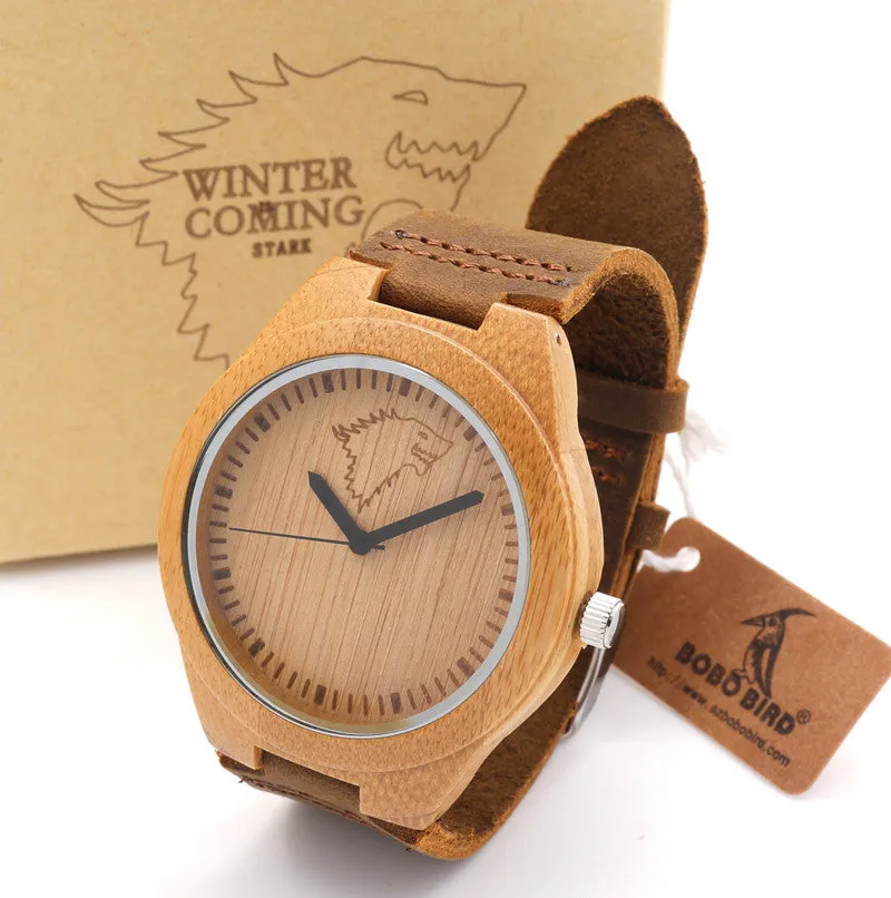 BIRD Top brand Bobobird Men's Bamboo Wooden Watch Quartz Real Leather Strap Men Watches With Gift Box