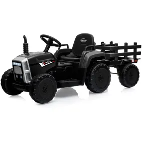 Black Kids Ride-On Tractor, Twin Motor, Remote Control - Rovo Kids