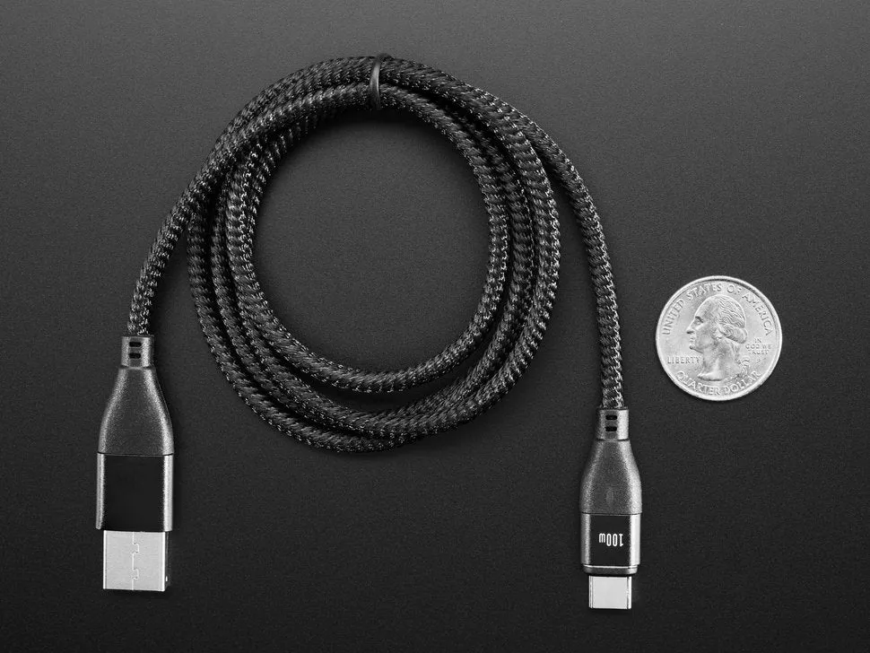 Black Woven USB A or Type-C to Type-C Cable with Magnetic Tip