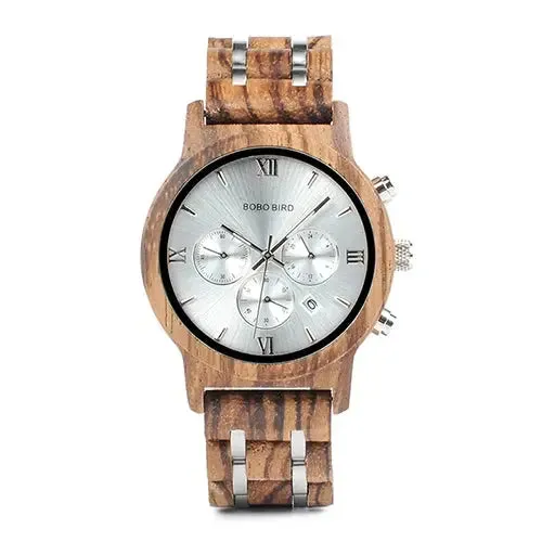 BOBO BIRD P19 Wooden Mens Quartz Watches Date Display Business Watch Man Ebony Zebrawood Options Valentines Christmas Gift