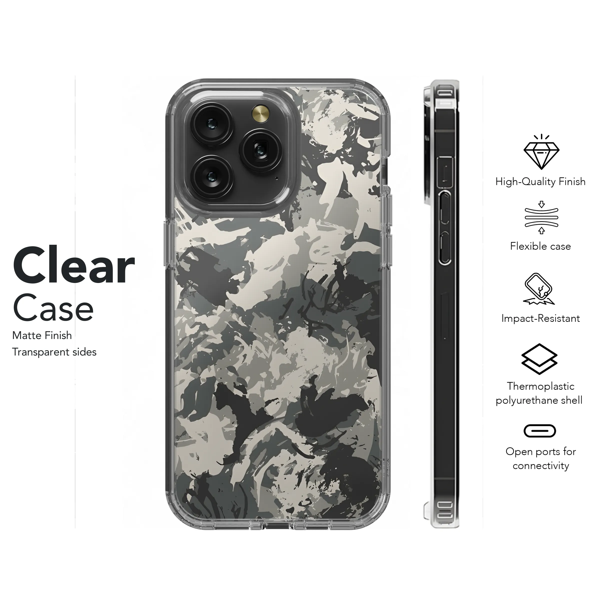 Camo Fashion Design Military Uniform Grunge Phone Case iPhone Samsung Cover Pixel 2213