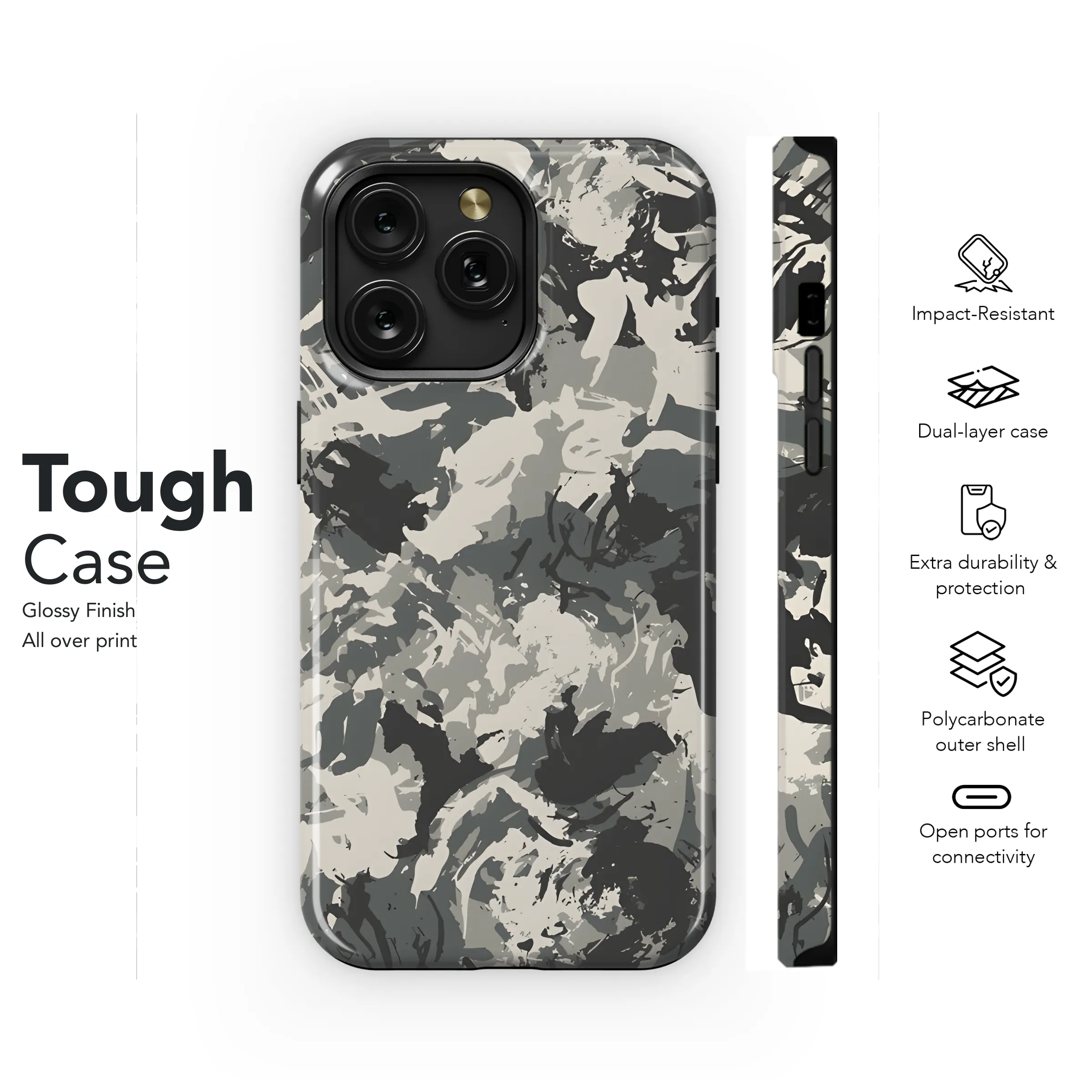 Camo Fashion Design Military Uniform Grunge Phone Case iPhone Samsung Cover Pixel 2213