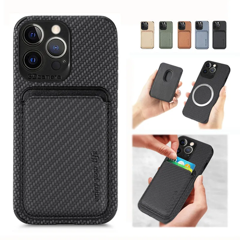 Carbon Fiber Magsafe Leather Phone Case For iPhone