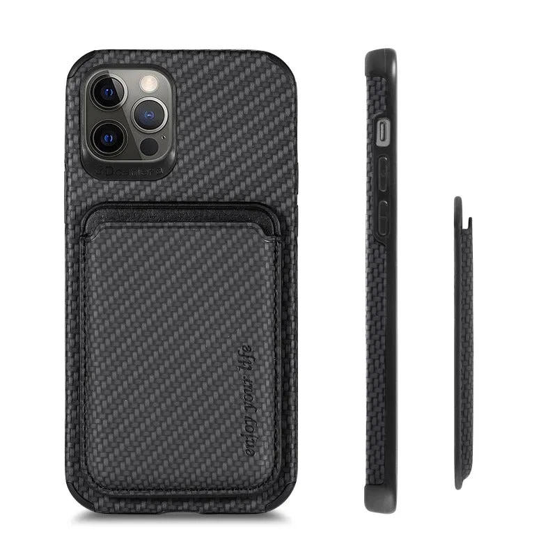 Carbon Fiber Magsafe Leather Phone Case For iPhone