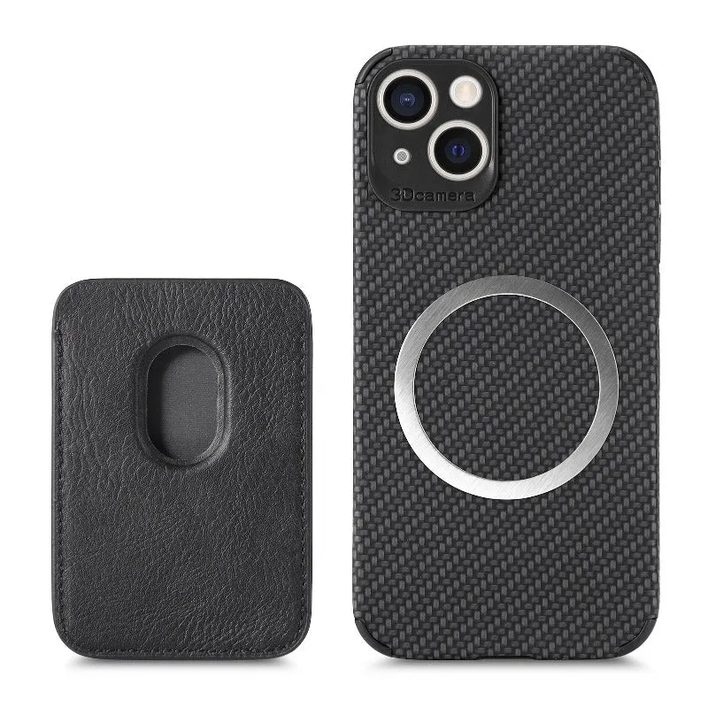 Carbon Fiber Magsafe Leather Phone Case For iPhone