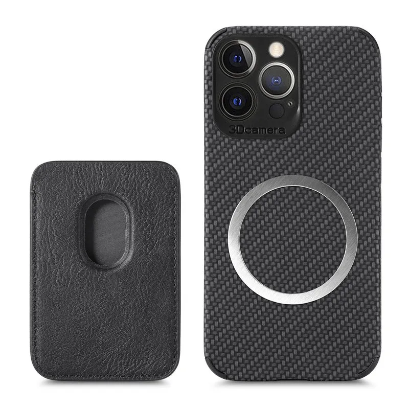 Carbon Fiber Magsafe Leather Phone Case For iPhone