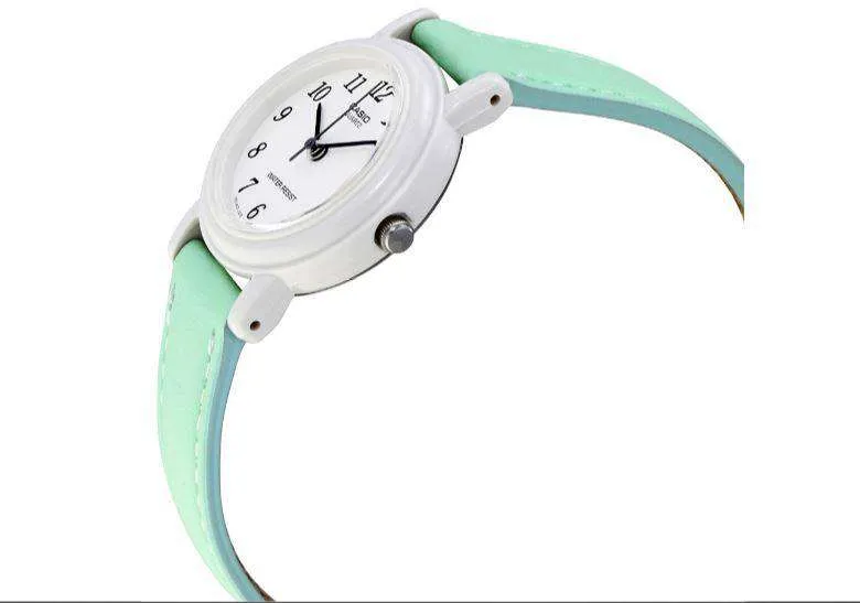 Casio LQ-139L-3B Mint Green Leather Strap Watch for Women