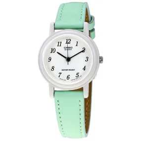 Casio LQ-139L-3B Mint Green Leather Strap Watch for Women