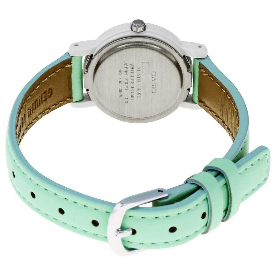 Casio LQ-139L-3B Mint Green Leather Strap Watch for Women