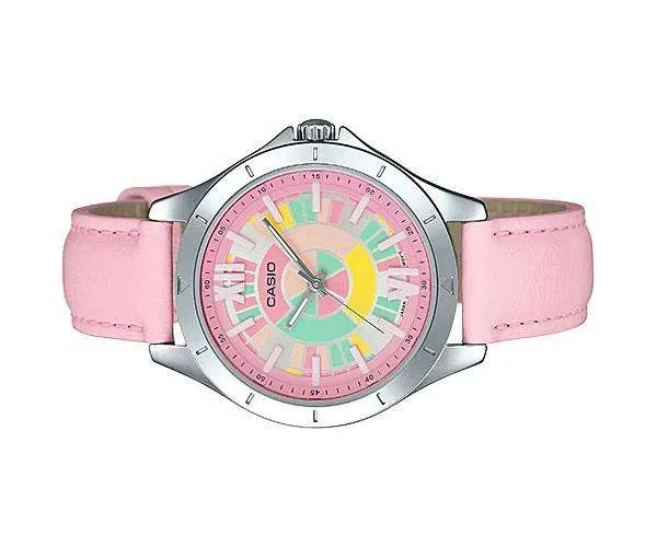 Casio LTP-E129L-4A Pink Leather Strap Watch for Women