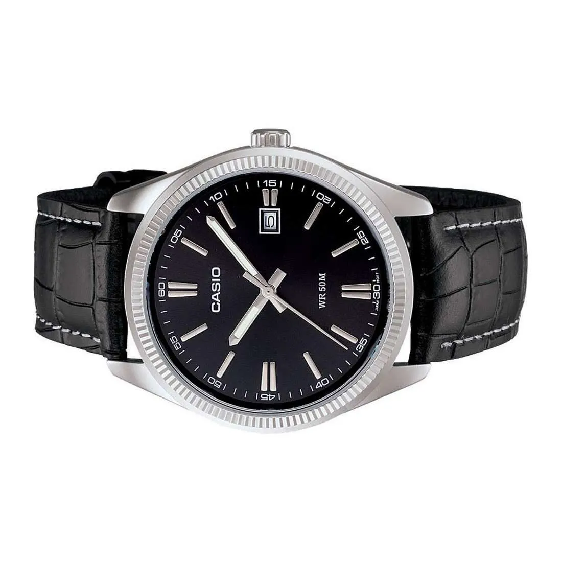 Casio MTP-1302L-1AVDF Black Leather Strap Watch for Men