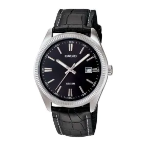 Casio MTP-1302L-1AVDF Black Leather Strap Watch for Men