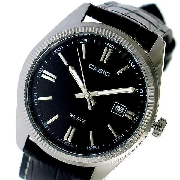 Casio MTP-1302L-1AVDF Black Leather Strap Watch for Men