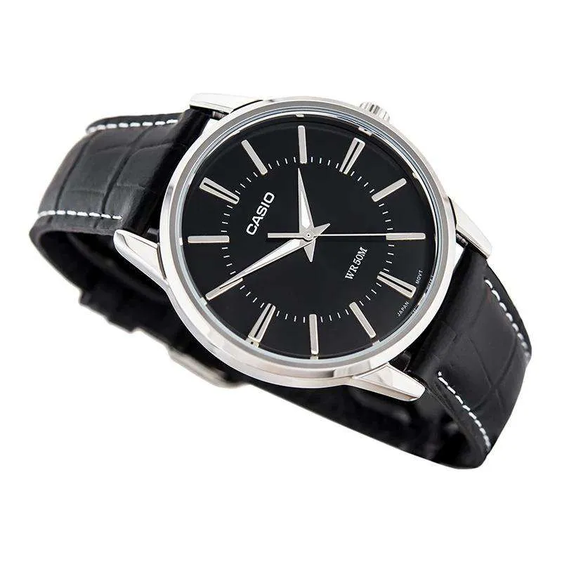 Casio MTP-1303L-1AVDF Black Leather Strap Watch for Men