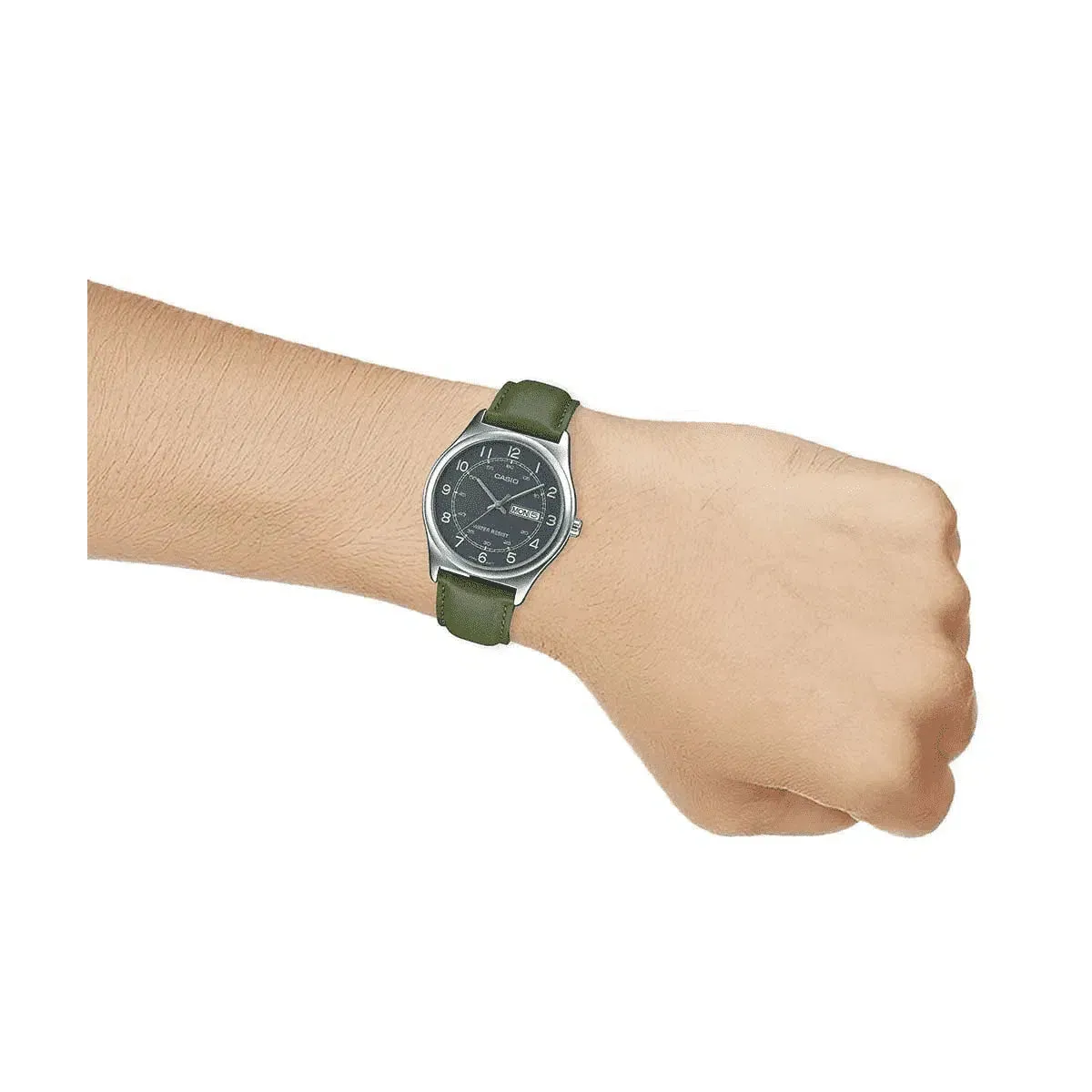 Casio MTP-V006L-3B Green Leather Watch for Men