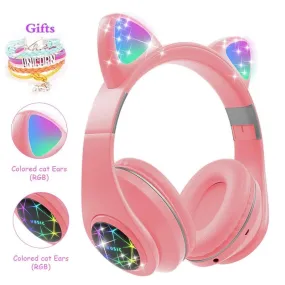 Cat Ears Earphones Wireless Headphones Music Stereo Blue-tooth Headphone With Mic Children Daughter fone Gamer Headset Kid Gifts