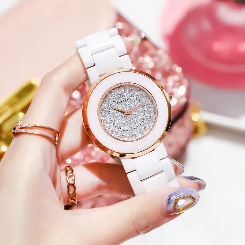 Ceramic Strap Push Button Women's Watch