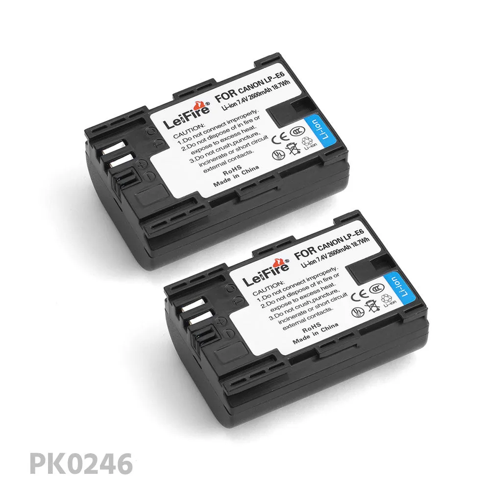 CGPro LP-E6 2600mAh 7.4V Lithium-Ion Rechargeable Battery For Canon 5D/6D/7D/BMPCC4K/6K