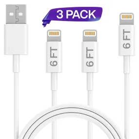 Charger Lightning Cable, Ixir, 3 Pack 6FT USB Cable, Compatible with iPhone 13, Xs,Xs Max,XR,X,8,8 Plus,7,7 Plus,6S,6S Plus,iPad Air,Mini/iPod Touch/Case, Charging Cord