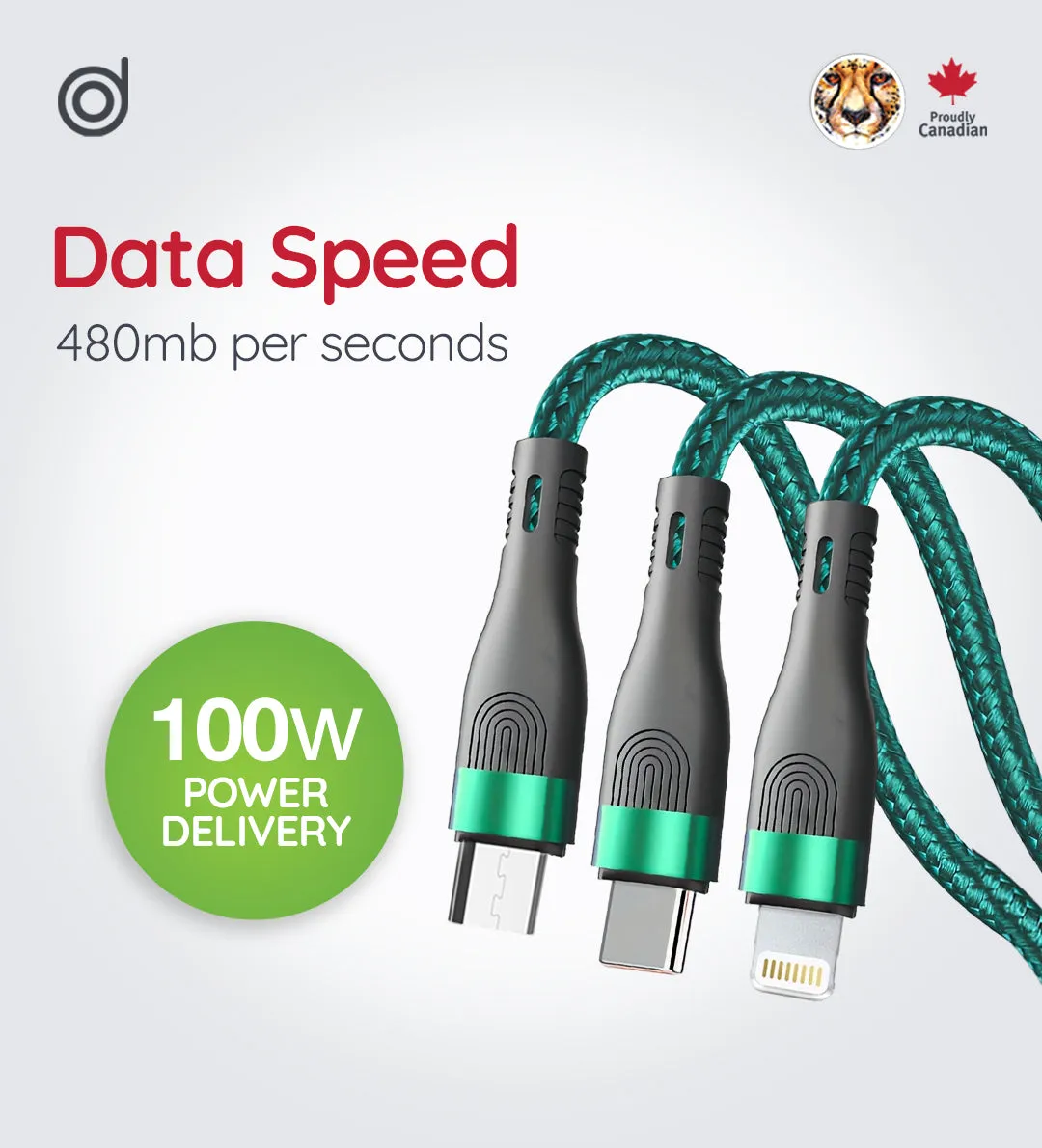 Cheetah  3-in-1 100W Super-fast Charging Cable - digifon