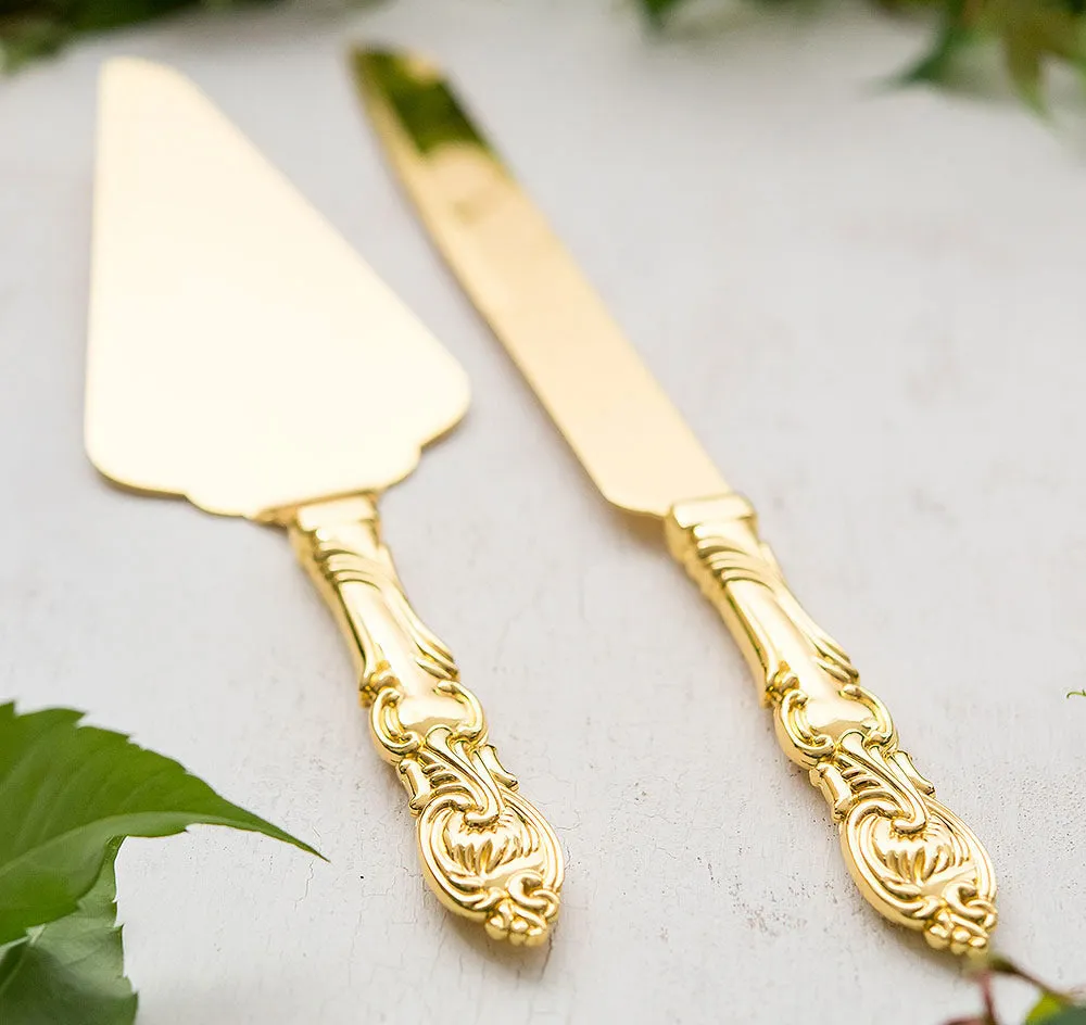 Classic Gold Romance Cake Serving Set