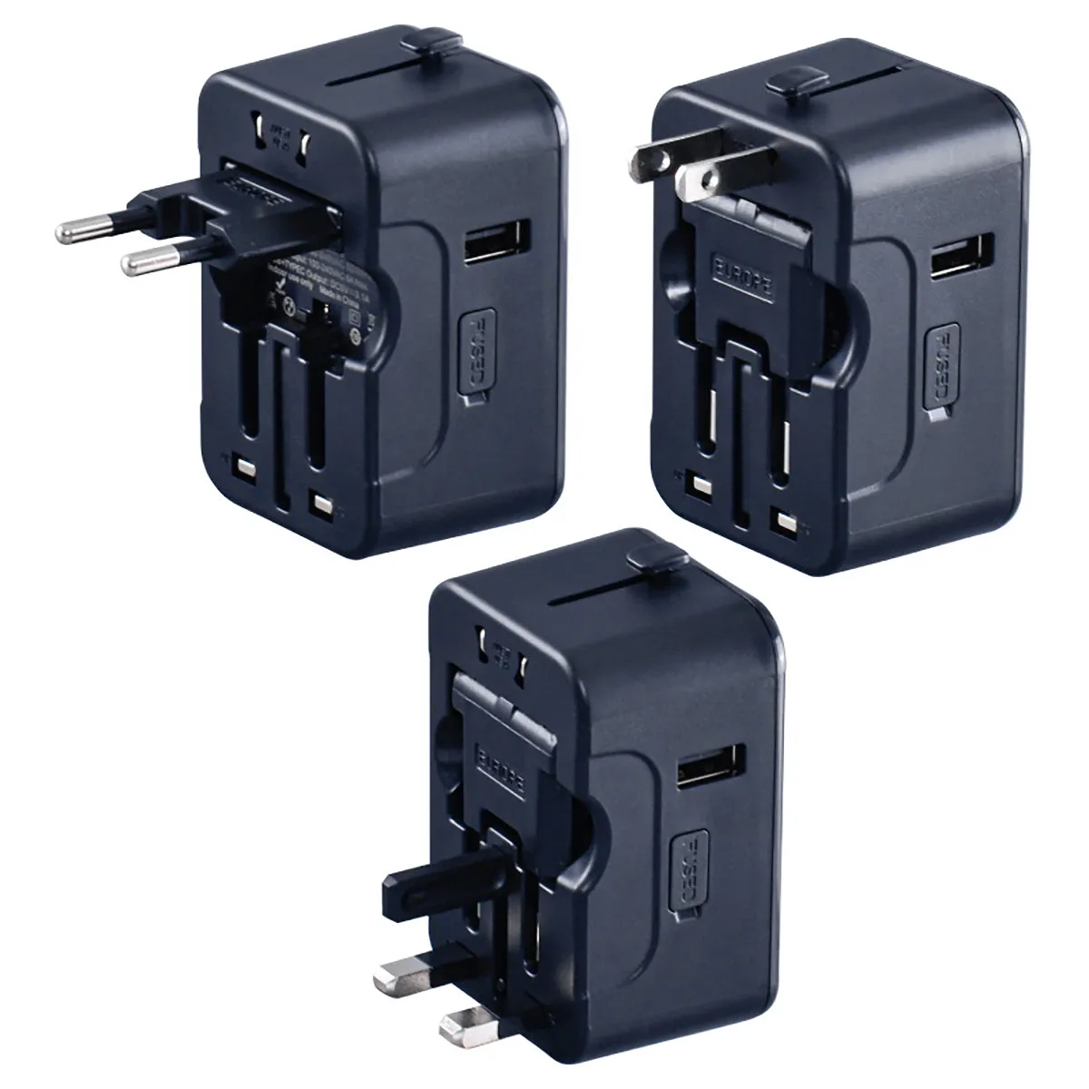 Copy of Multi Adapter | Travel Adapter With 1x USB   2xType-C Charger | US UK EU AU Adapter (PP7970) Black