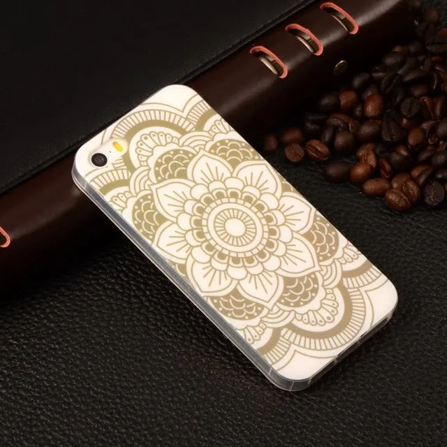 Coque For iphone 5 Case Mandala Flag TPU Soft Plastic Case For Apple iphone se 5S Case Owl Tower Back Cover Phone ShockProof Bag