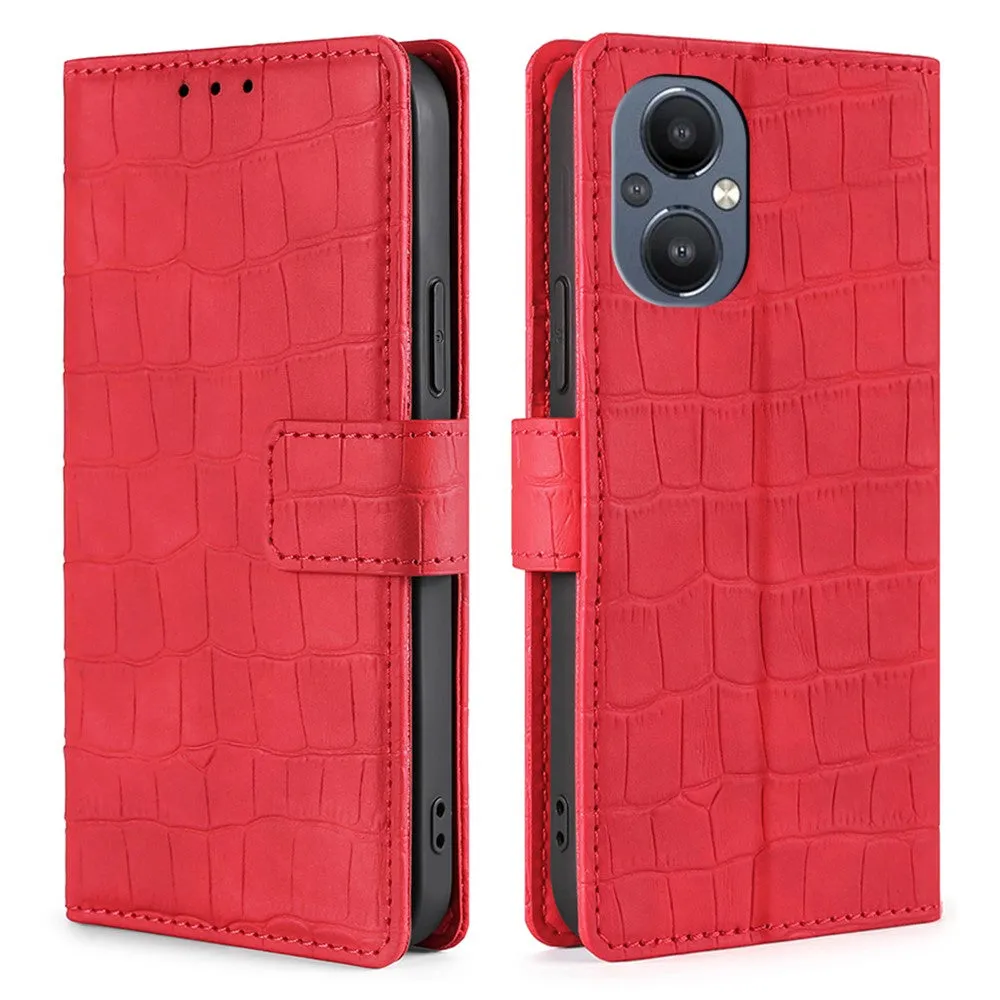 Crocodile textured leather case for OnePlus Nord N20 5G - Red