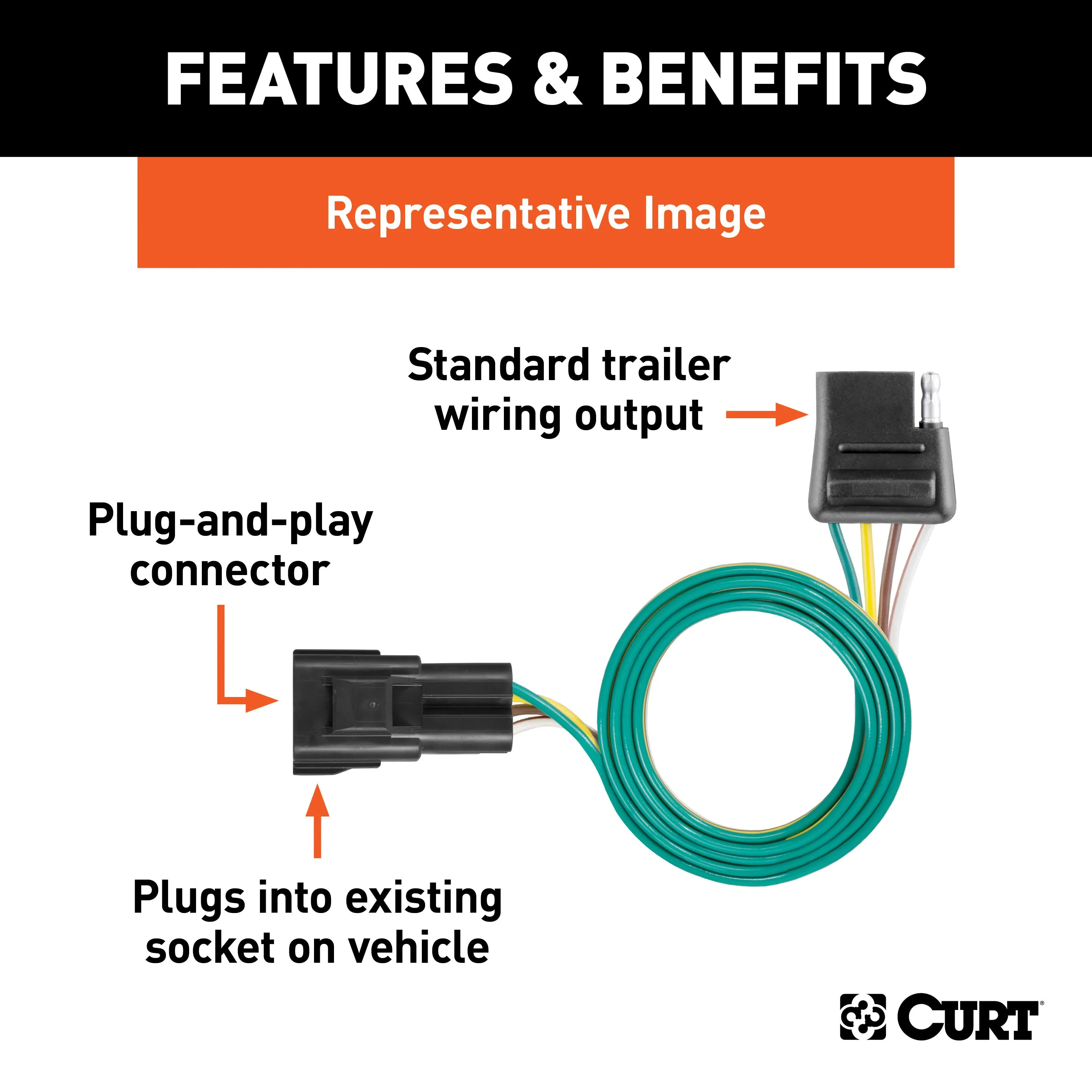 CURT 56012 Custom 4-Flat; Select Equinox; XL-7; Torrent; OEM Tow Package Required