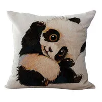 Cute and Lovely Baby Panda Pillow Case Cotton Linen Chair Seat and Waist 45x45cm Pillow Cover Home Textile Living