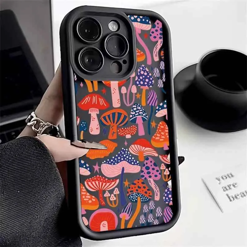 Cute Phone Cases For iPhone 13, 12, 11, XS, X, XR, 7, 8, Plus - Colorful Mushroom - Silicone Cover - TSP229