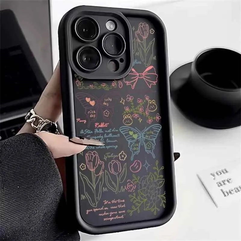 Cute Phone Cases For iPhone 15, 14, 13, 12, 11, Pro Max, XS, X, XR, 7, and 8 Plus - Colorful Butterfly Flower Pattern - TSP238