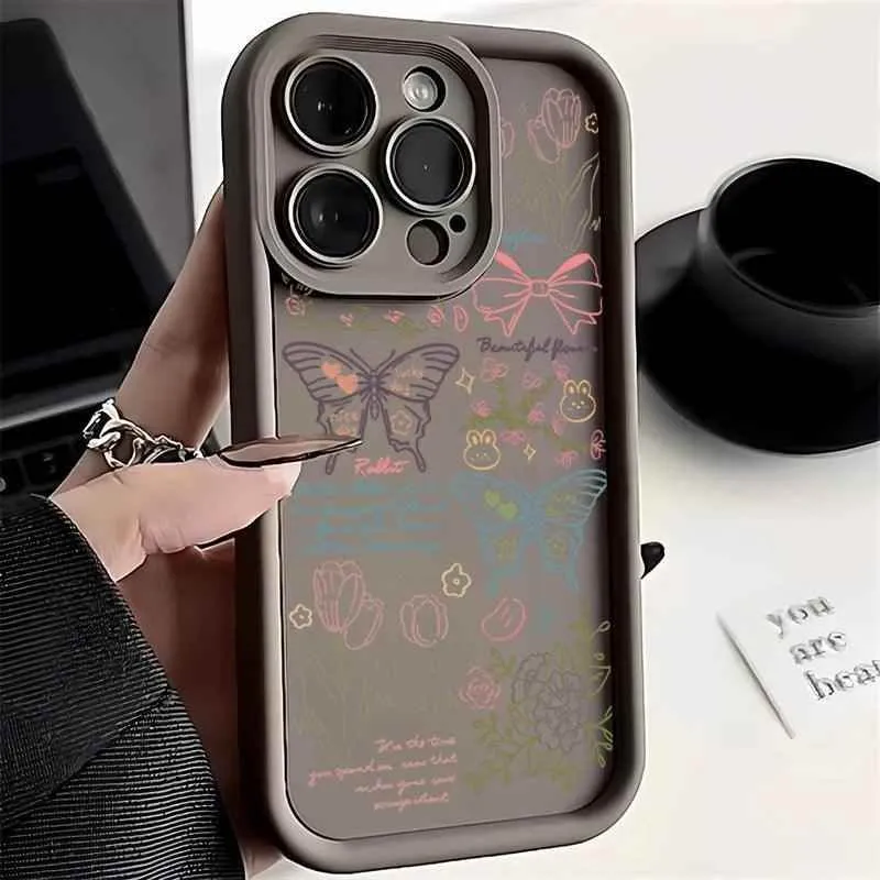 Cute Phone Cases For iPhone 15, 14, 13, 12, 11, Pro Max, XS, X, XR, 7, and 8 Plus - Colorful Butterfly Flower Pattern - TSP238