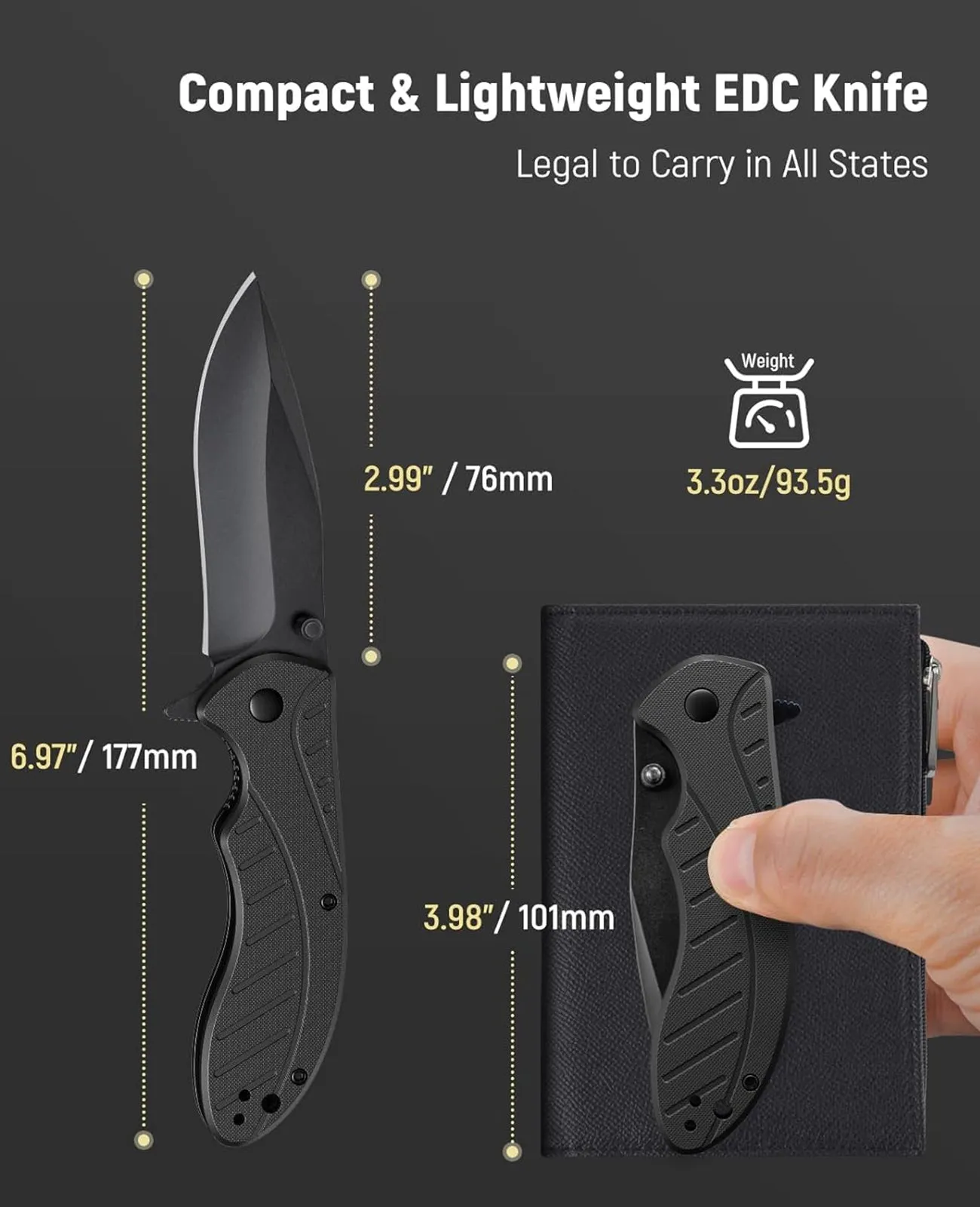 CVLIFE 2.99'' G10 Handle Pocket Folding Knife for Men & Women