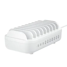 Deltaco Charging Station 10 Port 120W m. 7 x USB-A & 3 x USB-C - Hvid