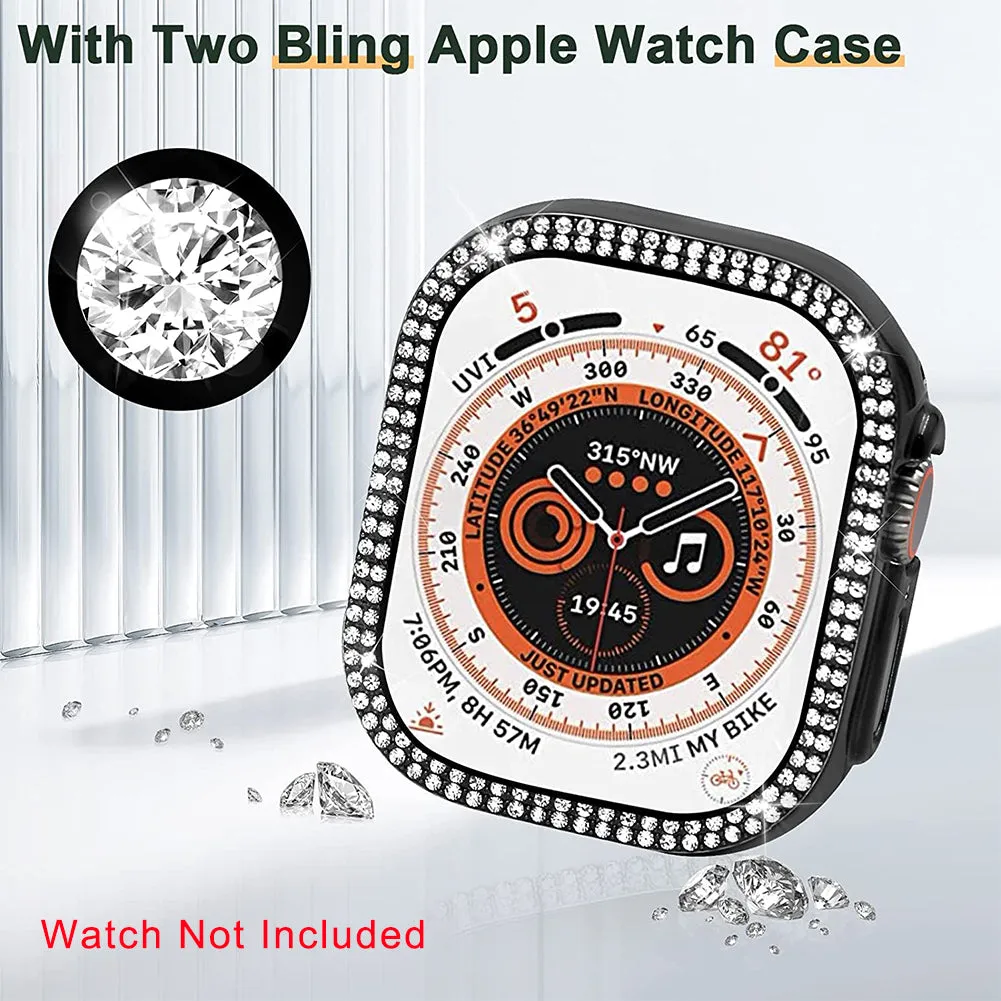 Designer Bling Diamond Hard pc case for Apple watch 49mm-Black