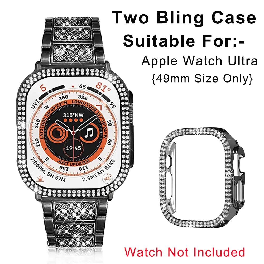 Designer Bling Diamond Hard pc case for Apple watch 49mm-Black