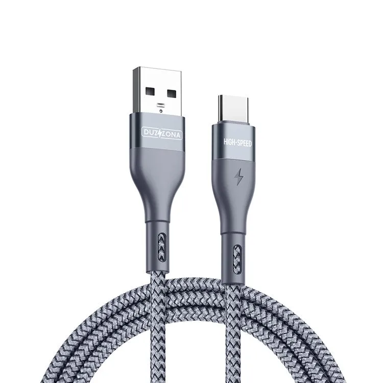 DUZZONA Fast Charge USB-A to USB-C 100cm (1m) Braided Cable - Grey