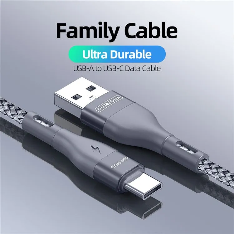 DUZZONA Fast Charge USB-A to USB-C 100cm (1m) Braided Cable - Grey