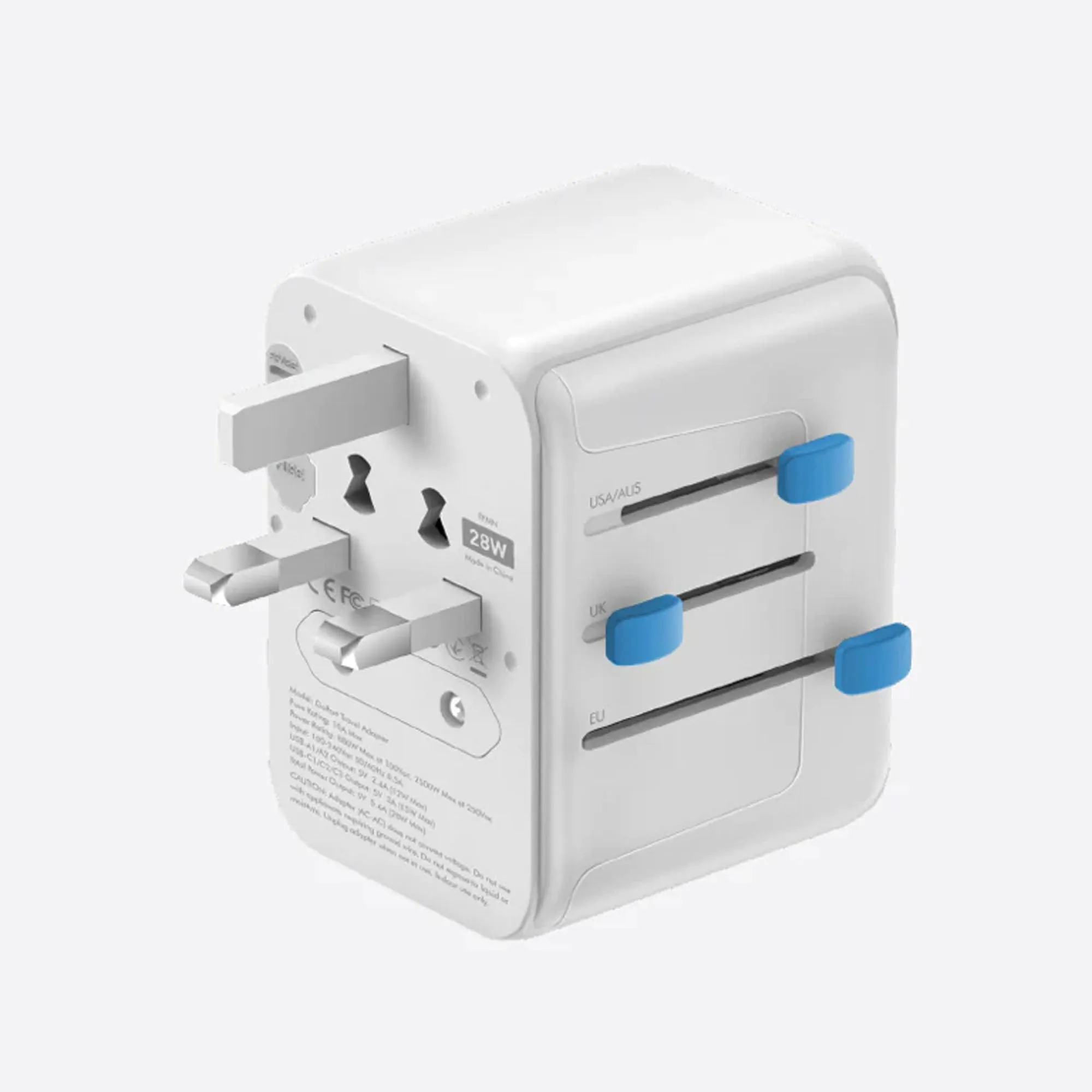 Energea GoPort Travel Adapter - 28W, 2 USB-A , 3 USB-C - Carry case included (Barcode : 6957879461682 )