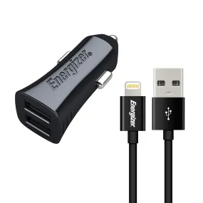 Energizer Car Charger 3.4A 2 Usb   Lightning Cable (1M)