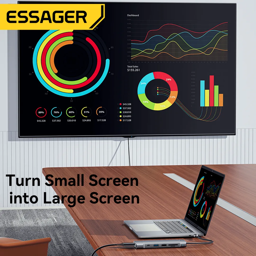 Essager 8-in-1 USB-C Hub with M.2 NVMe SSD Enclosure