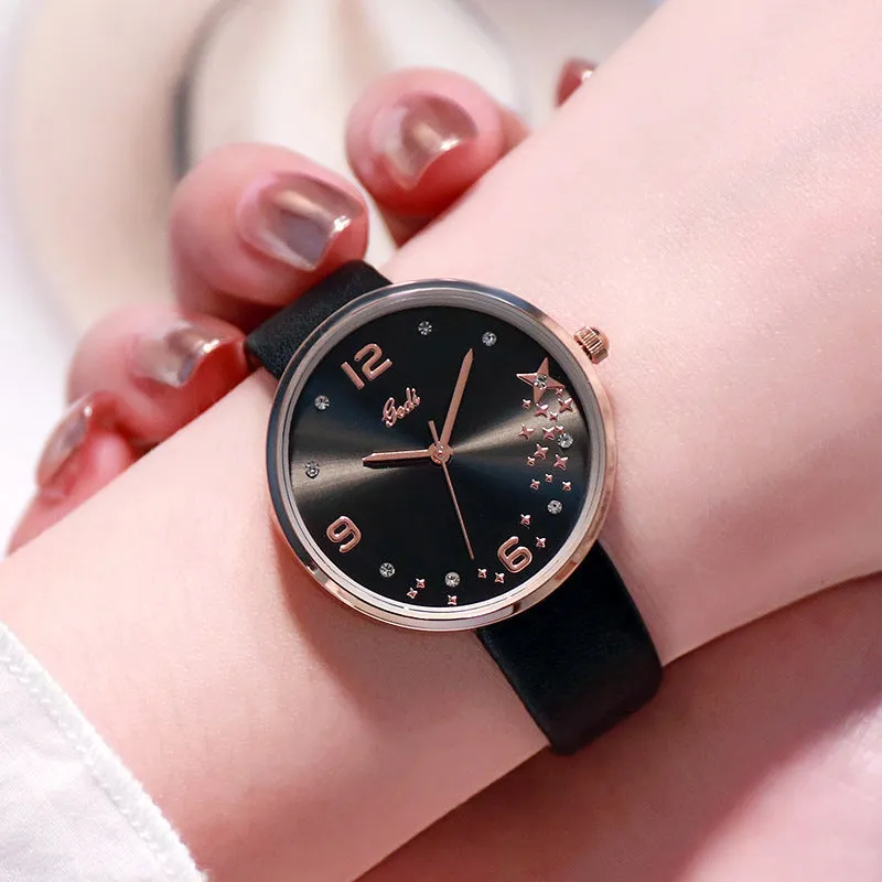 Fashion big dial leather women's watches