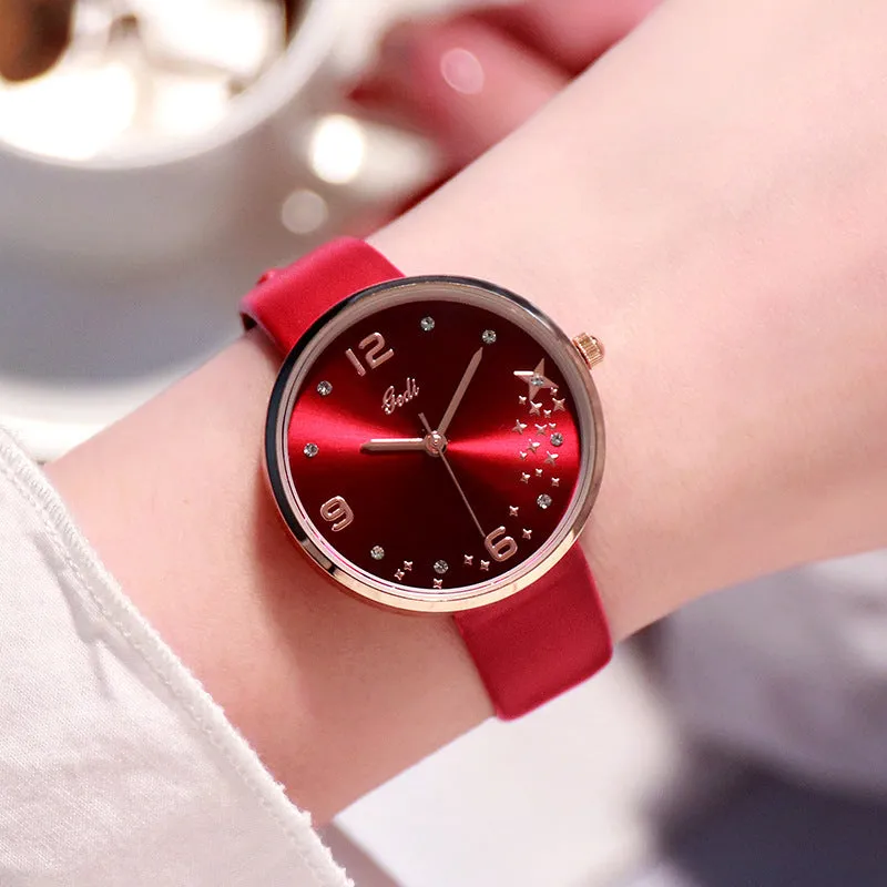 Fashion big dial leather women's watches