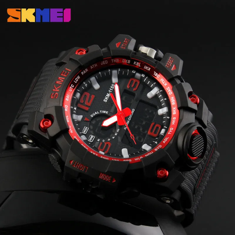 Fashion Men Digital LED Display Sport Watches Quartz Watch Waterproof Dual Display Wristwatches