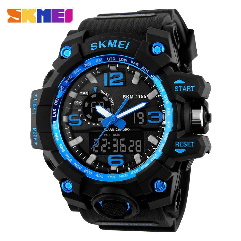 Fashion Men Digital LED Display Sport Watches Quartz Watch Waterproof Dual Display Wristwatches