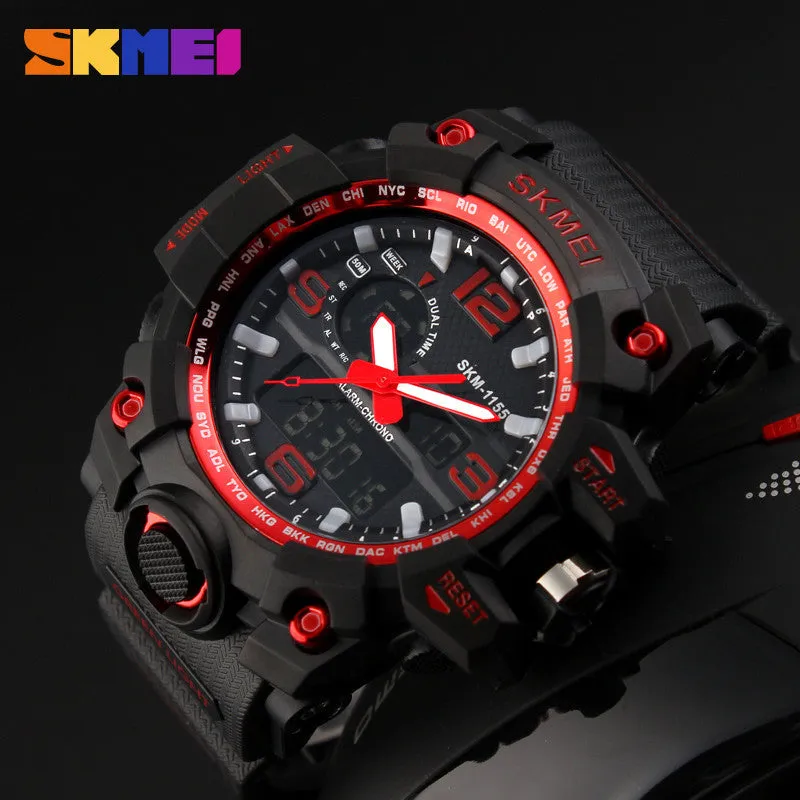 Fashion Men Digital LED Display Sport Watches Quartz Watch Waterproof Dual Display Wristwatches